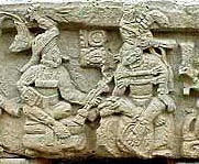 Copan's Altar "Q" showing Yax-K'uk-Mo on left