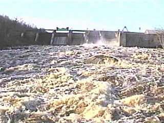 looking up at the dam