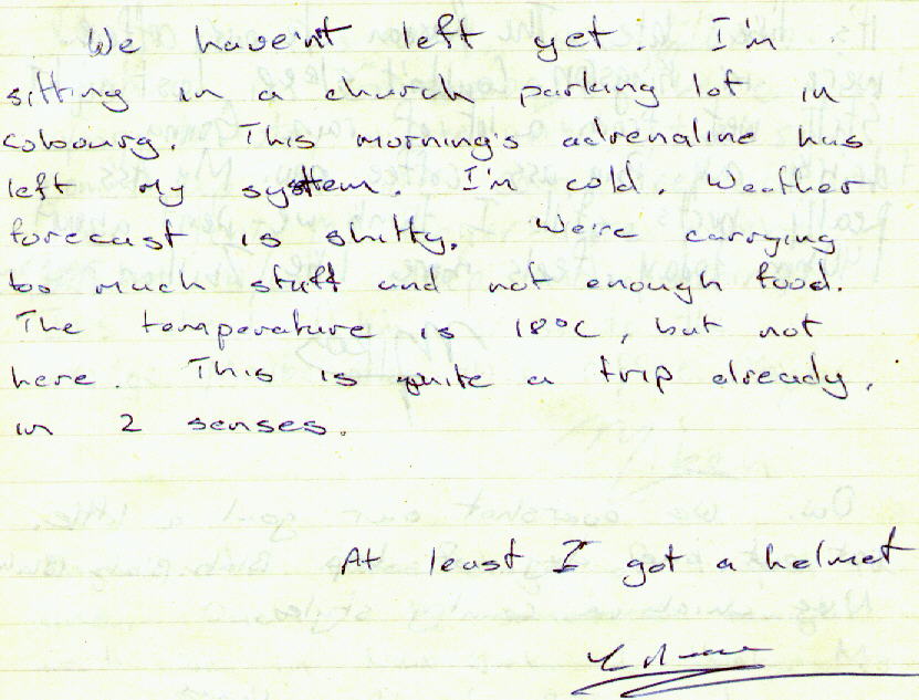 Glenn's journal entry