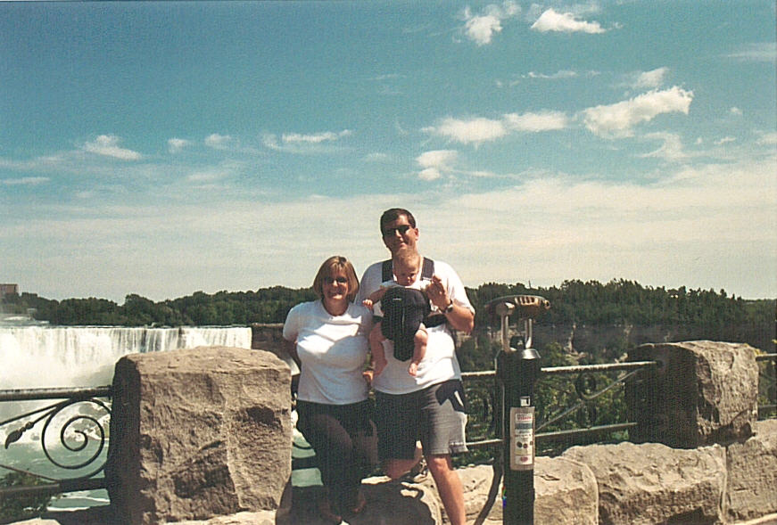 Family by the falls