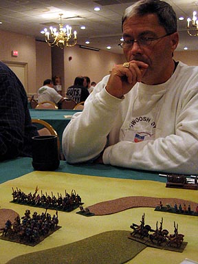 Bob Boggs ponders a way to hold off the Mongol advance with his Normans