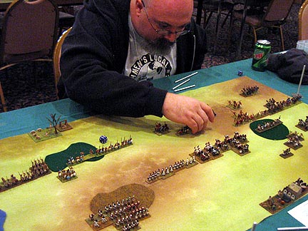 Dylan Fraser manuevers his Phokian Greeks against Bob Boggs' New Kingdom Egyptians