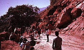 An avalanche blocks the road