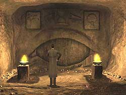 Deep in the bowels of a labrynth under the Druid Monastary. How do you open this door? Answer='Eye Don't know!'
