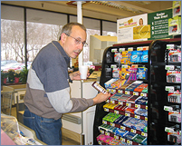 A mysterious shopper at one of the two large grocery stores in Northfield.  Despite full room & board, students make the 1.5 mile hike across town to get their fix of goodies in 'food runs' with their friends, especially during school breaks when their dining options decline.
