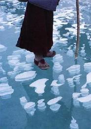 A beautiful shot of the clear ice in some quick-freeze lakes.