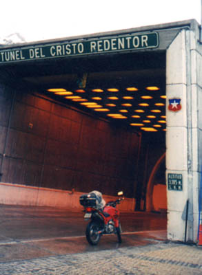 On a clear day I reckon that would be Aconcagua rising over and behind the tunnel entrance