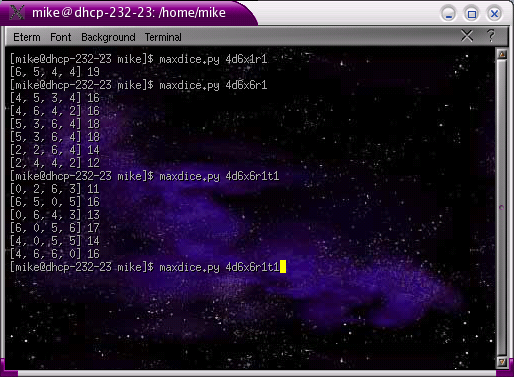 Max Dice Command LIne Version