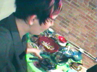Krista with all the great food everyone brought to our potluck!