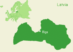 Latvia on European Map