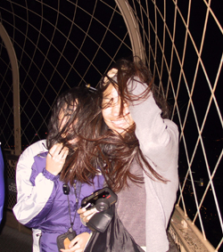 Top of the Eiffel Tower at night - man, is it windy!! Paris, France