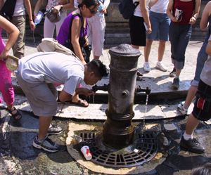 Fresh street water from the Alps - Rome, Italy