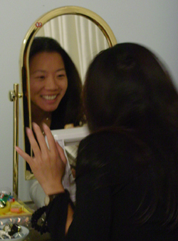 Isabel getting ready, Girls Nite Out 2001