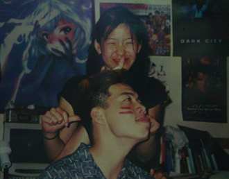 Victor wearing makeup, March 1998