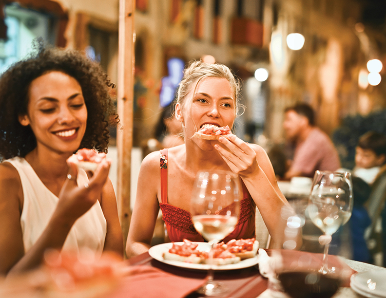 people eating together