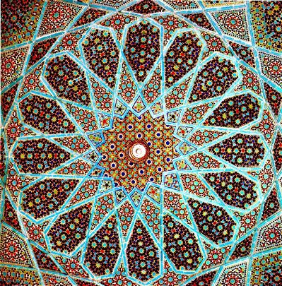 Geometria: teto do mausol�u do profeta Hafiz em Shiraz, Ir�