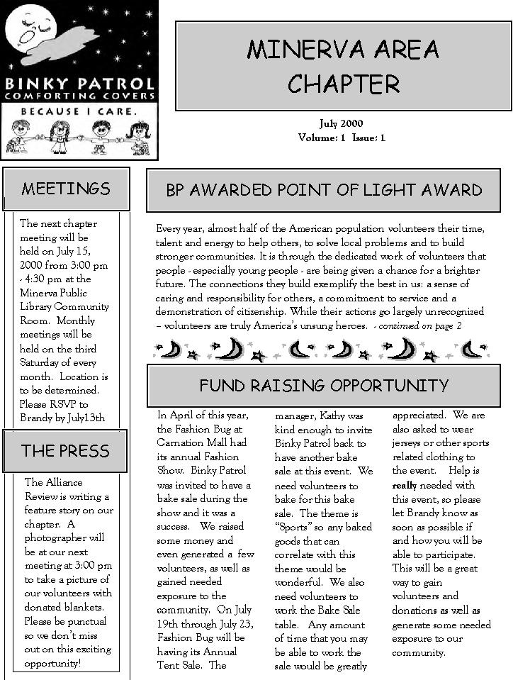 July 2000 Newsletter page 1