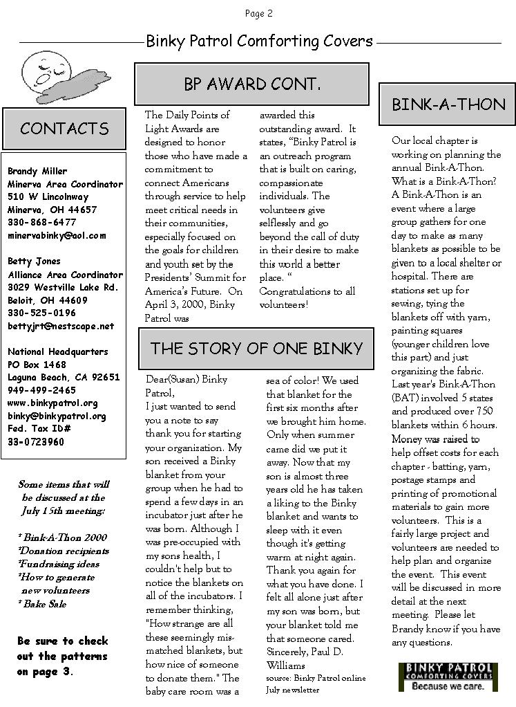 July 2000 newsletter page 2