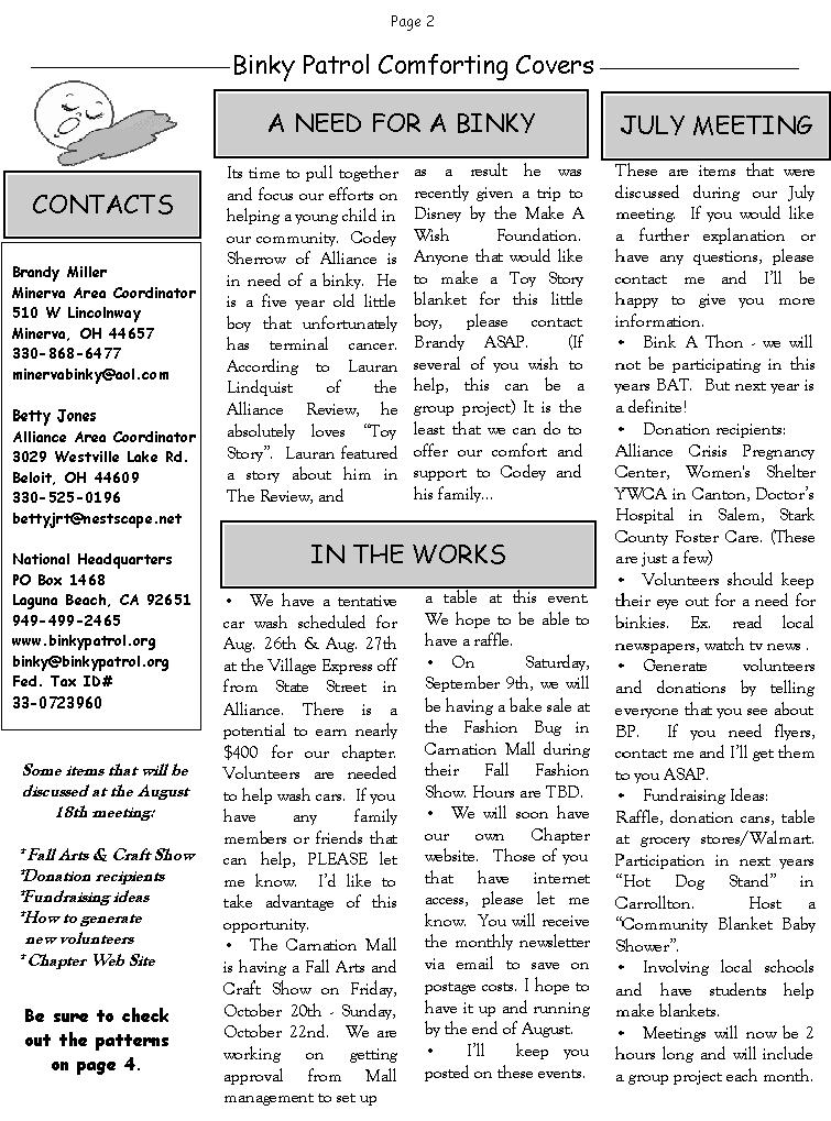 August 2000 newsletter page 2