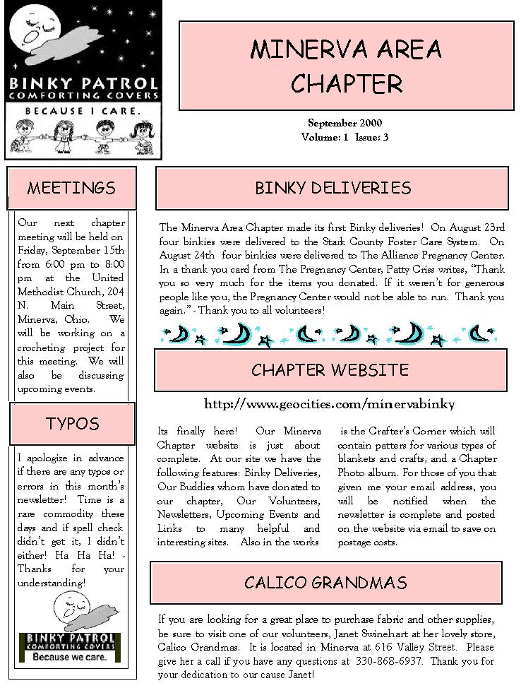 September 2000 Newsletter page 1