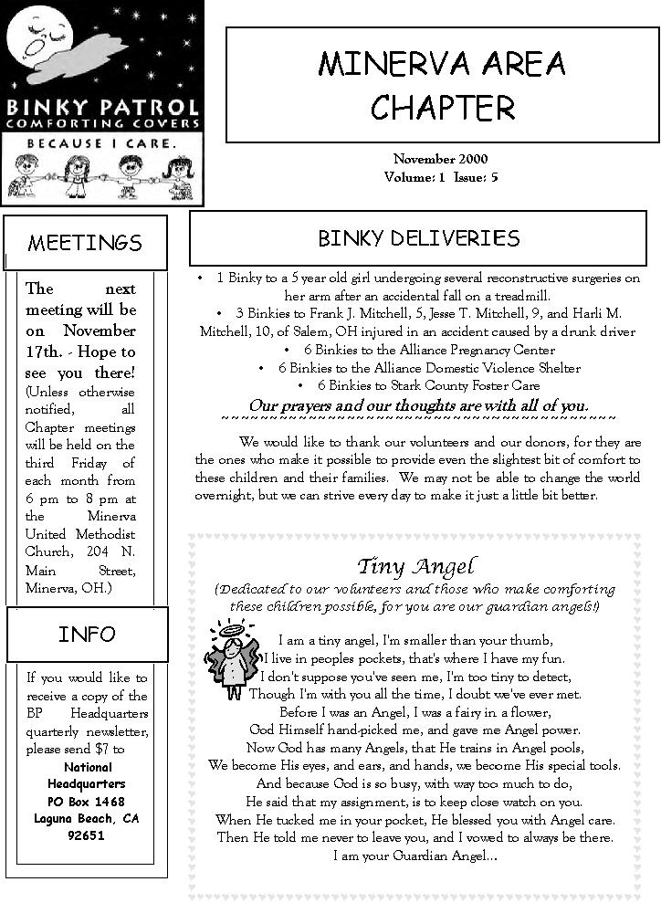 November 2000 Newsletter page 1