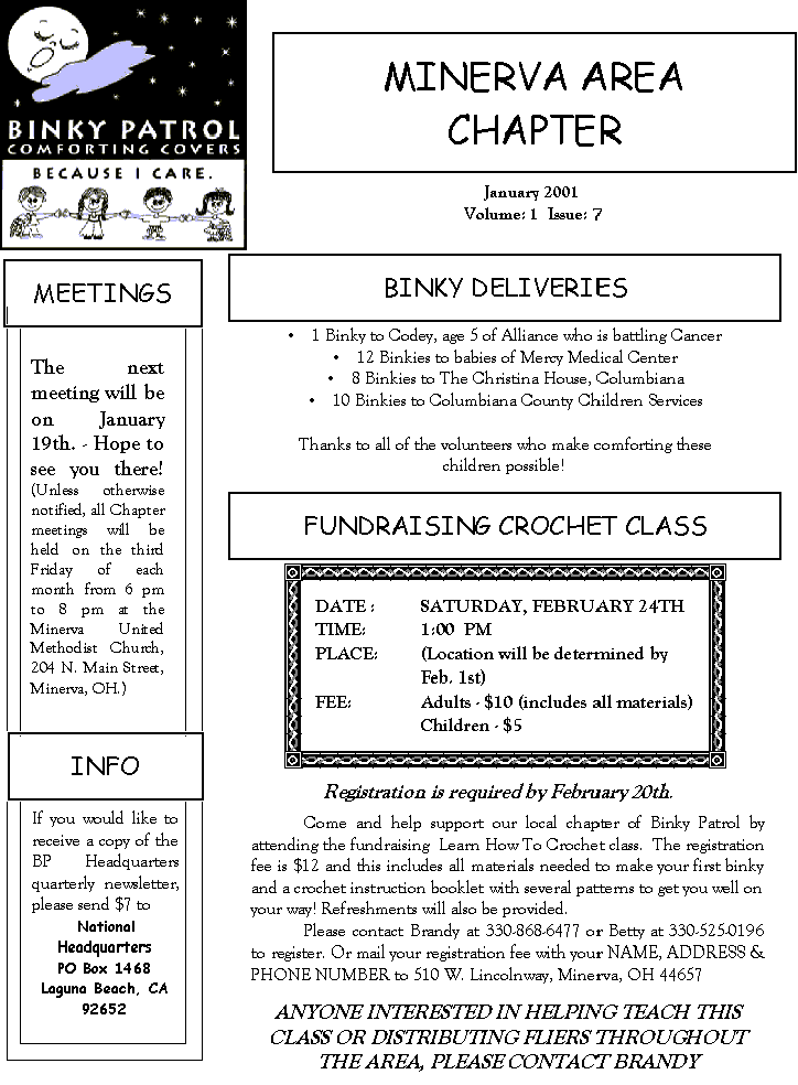 January 2001 Newsletter page 1