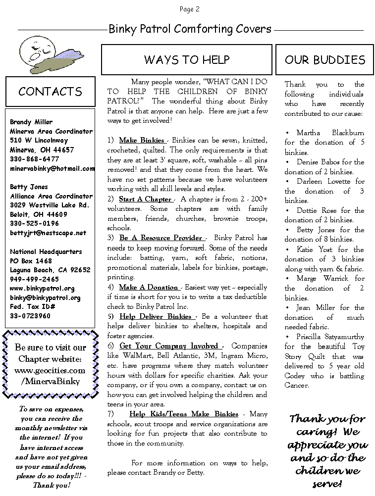 January 2001 newsletter page 2