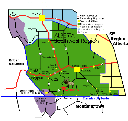 Map of Southern Alberta