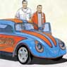 Section 'Papy's Story': in '71 the new McBottle dragster VW Beetle was ready to 
substitute the one that crashed in '70; here you see the car together with Victor W. McBottle 
and John Reed. The car was painted by 'Big Jake of Long Beach' (Super VW Magazine Nr.143-JUL/2001).