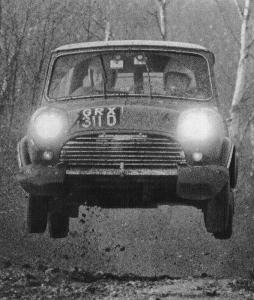 Timo Makinen flies with the Mini.
