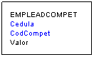 Cuadro de texto: EMPLEADCOMPET
Cedula
CodCompet
Valor
