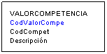 Cuadro de texto: VALORCOMPETENCIA
CodValorCompe
CodCompet
Descripci�n
