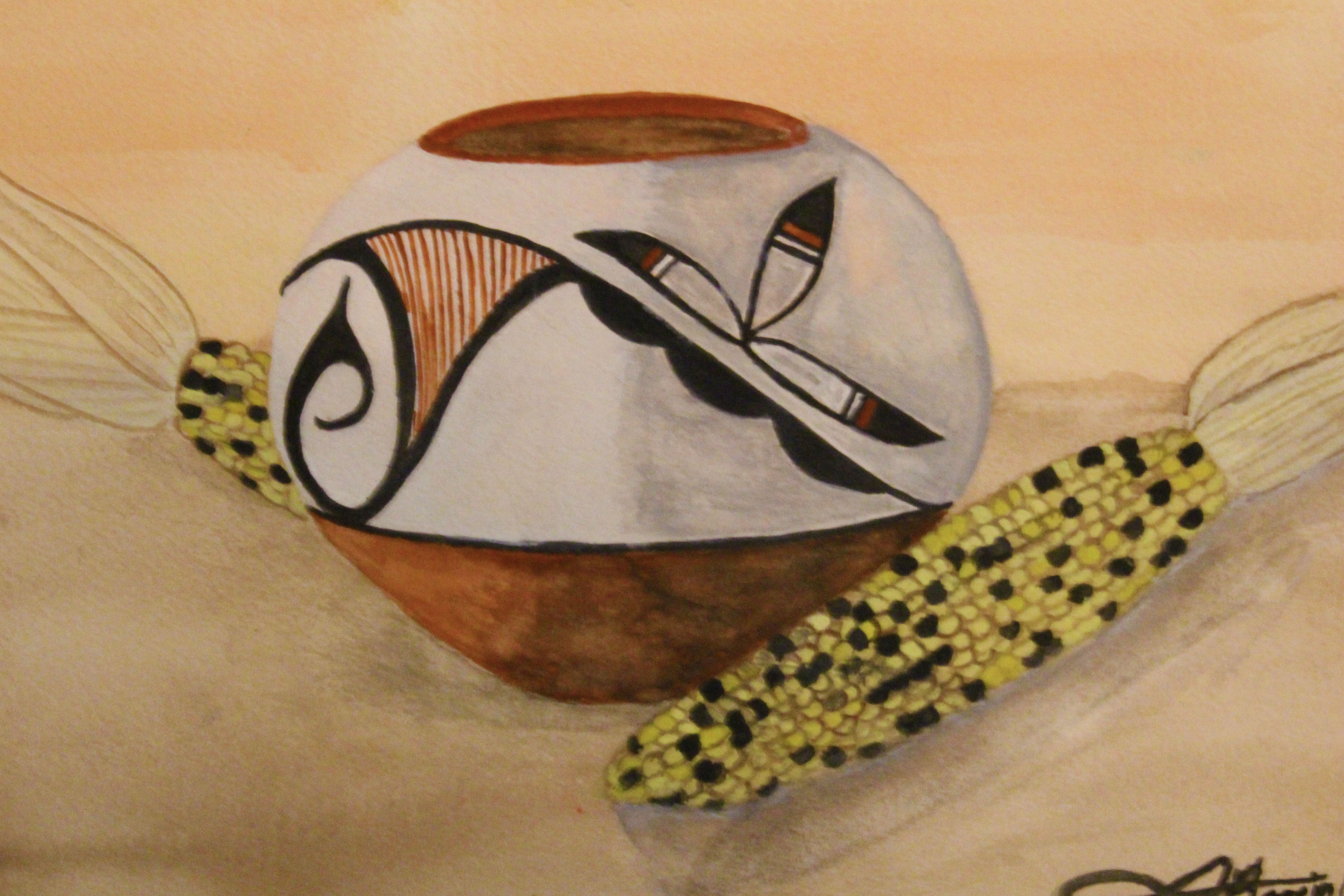 A painting of a pot