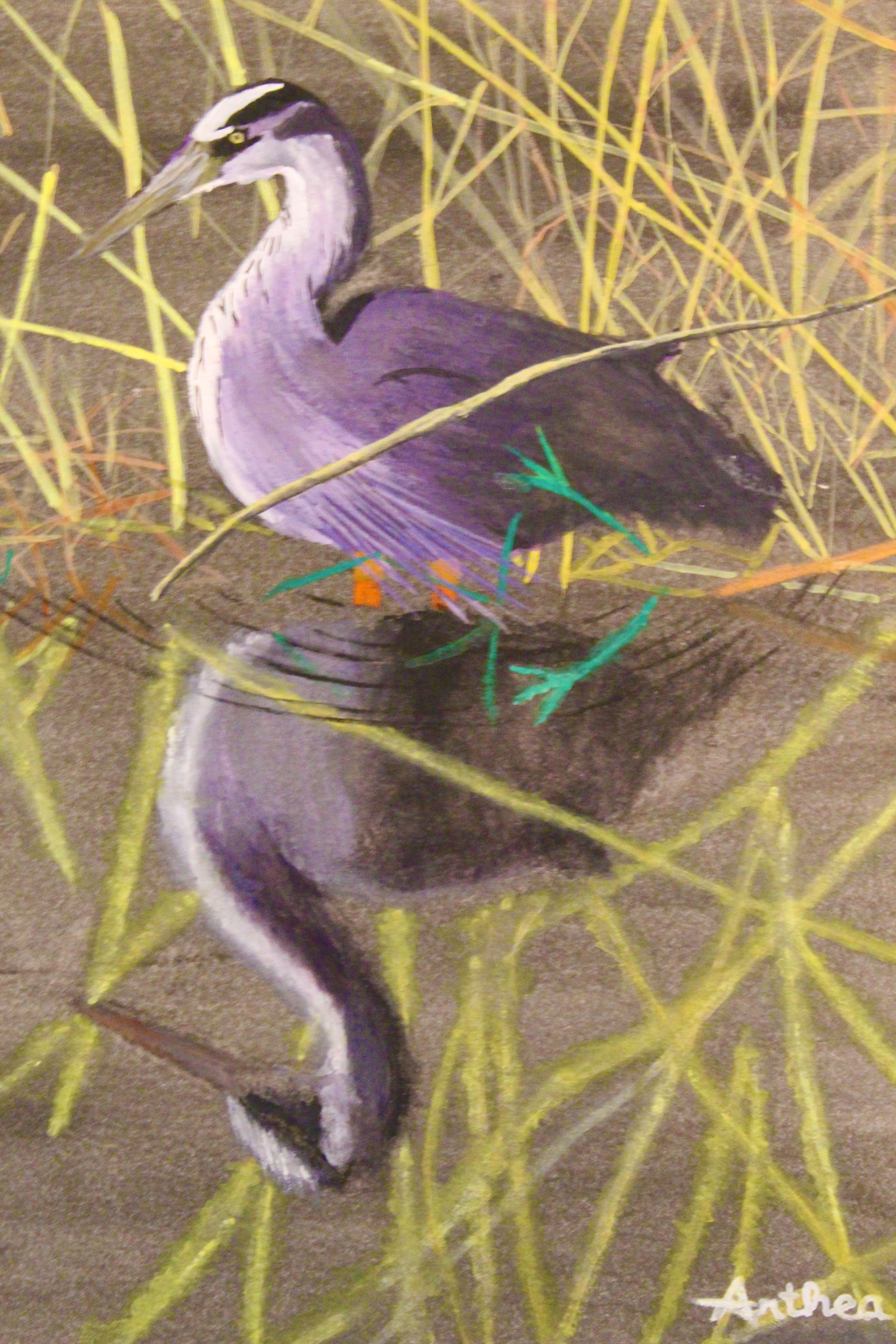A painting of a water fowl