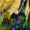 Passarinho com violetas, 15x15cm, 43Kb