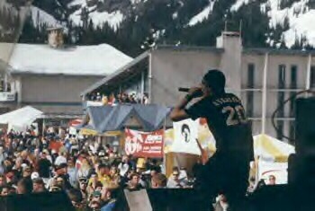 Jordan singing to the crowd