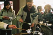 Keith & Yasuko Washing Their Hands Before Going Up To The Temple Building