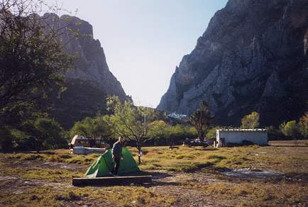 Our camp and the entrance to the Potrero