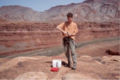 Mark cracking open a beer on the Mexican Hat
