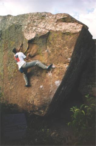 Pulling the crux on Right Eliminator Left