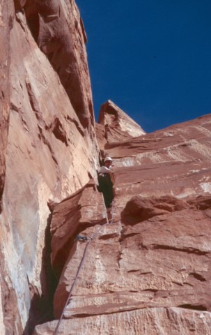 Leading the crux pitch