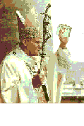 The Pope taunts the gathered throng with a months supply of condoms.