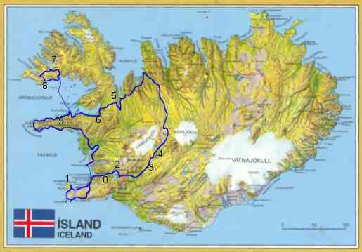 map of iceland and my 1996 route