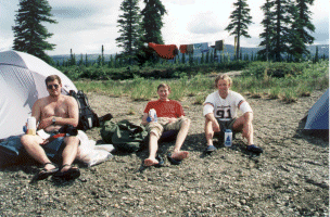 Darren, Roger and me on the shore of Lake Telaquana