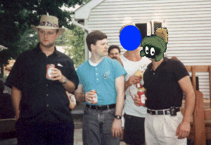 Ben, My brother and T-mite (that's me with the blue dot for a head)