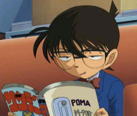 Conan reading Shonen Sunday Magazine