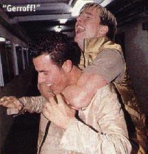 Lee giving H a piggy back