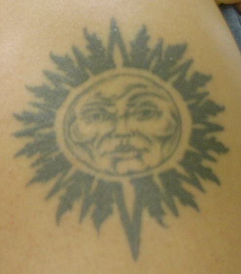 1st tattoo ever, got it in the summer of 1996 on my 18th birthday.&nbsp; Copy of the tat that Henry Rollins has on his back.