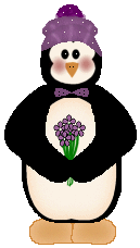 Penguin Purple Flowers