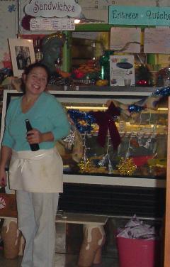 Aunt Maggie at her bakery - Maggie's Buns!